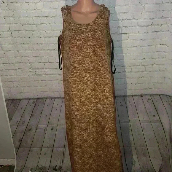 Virgo Women’s Brown Cheetah Print long dress size 14 - Picture 1 of 11